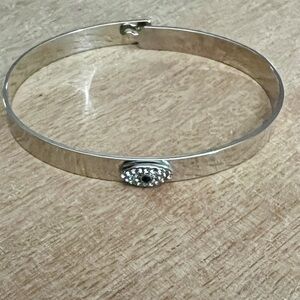 NEW MARLYN SCHIFF Evil Eye Clasp Bangle Bracelet in Silver Tone 7.25”